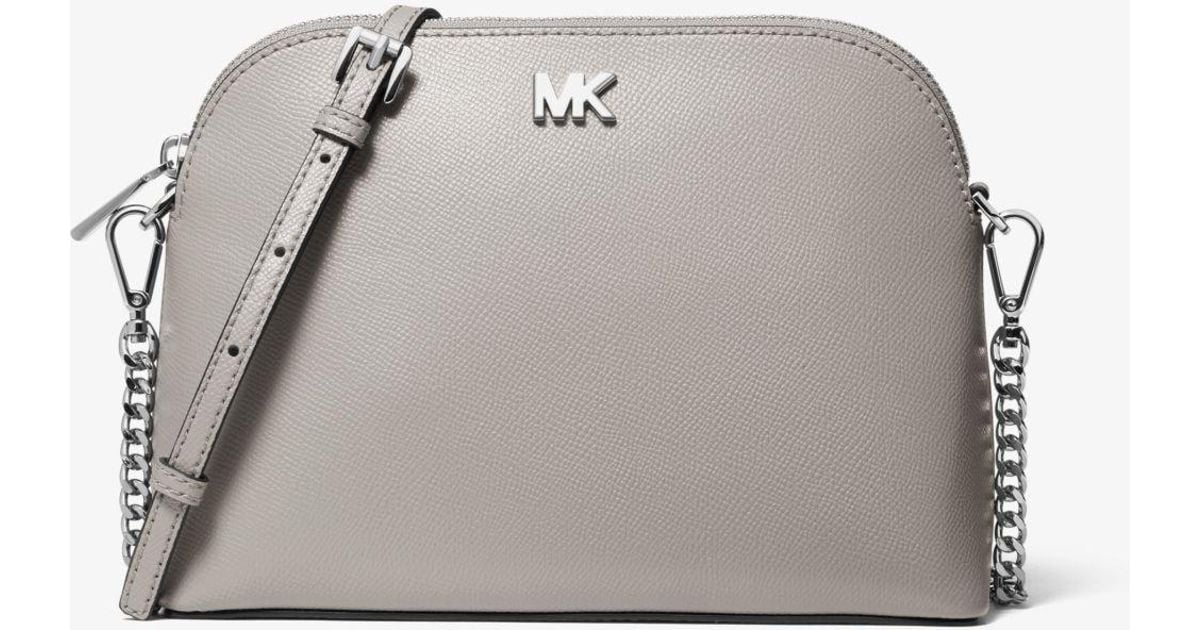 Lyst Michael Kors Large Crossgrain Leather Dome Crossbody Bag in Gray