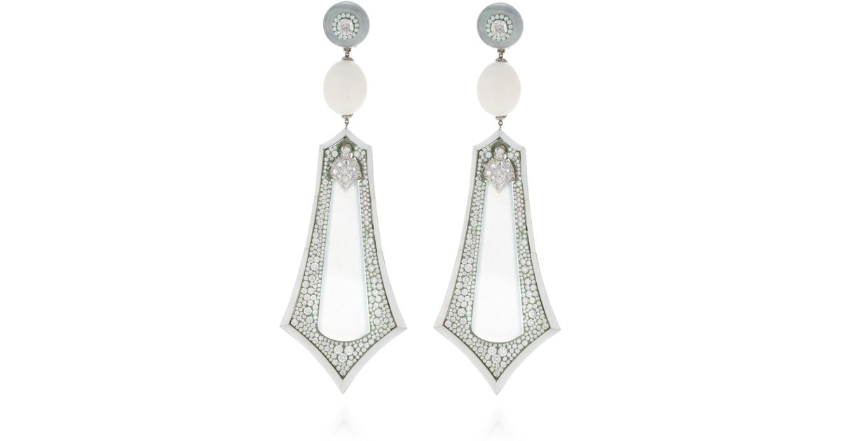 Lyst Arunashi One Of A Kind Imperial White Jade Earrings In