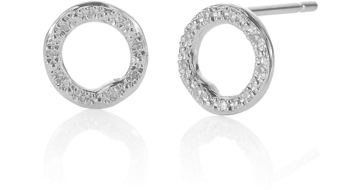 Lyst Monica Vinader Riva Diamond Circle Stud Earrings In Metallic