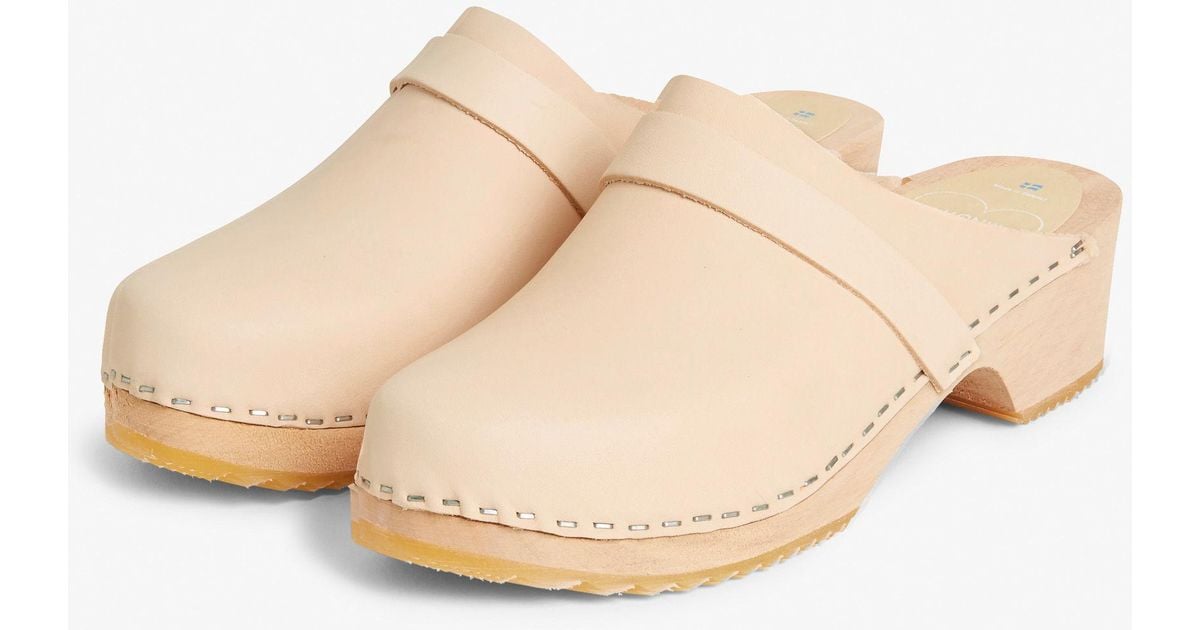 natural leather clogs