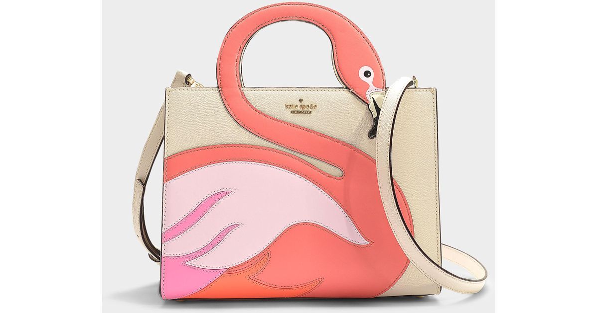 Kate Spade Sam Thompson Street Flamingo Handbag In White Calfskin Lyst