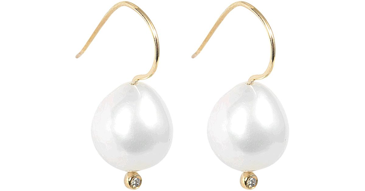 Lyst Mizuki Pearl Diamond Earrings In White