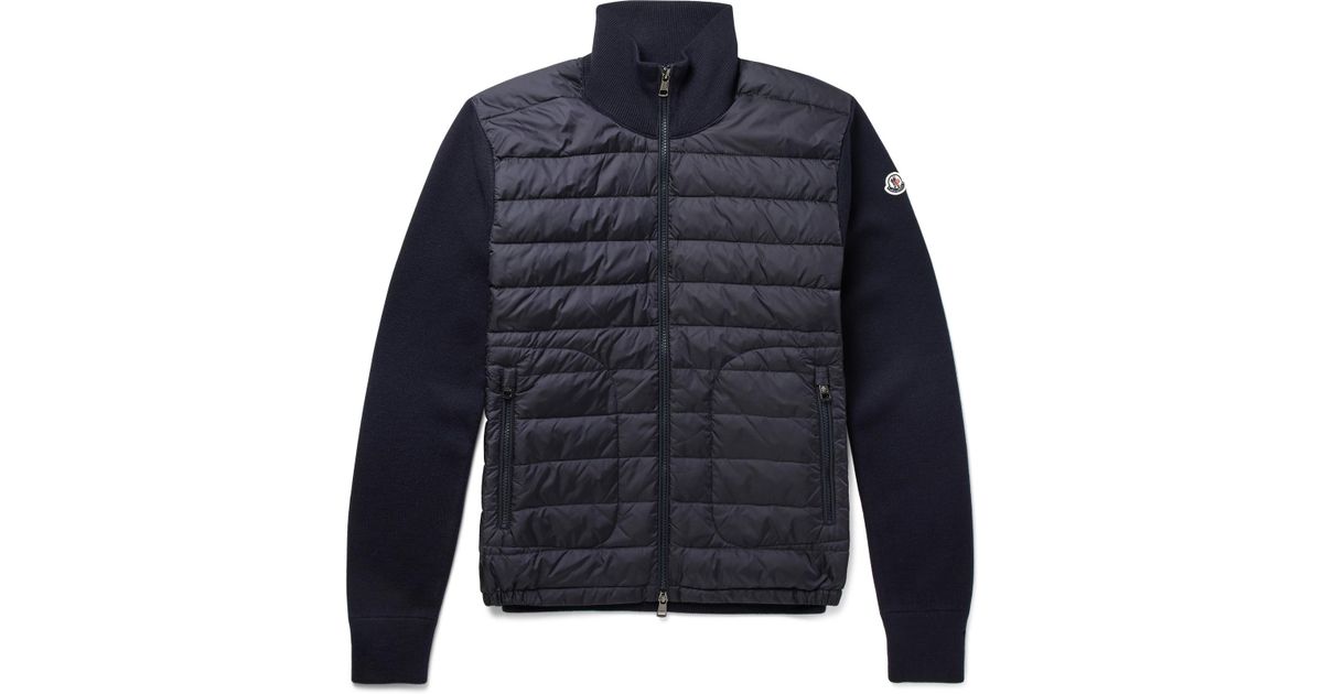 moncler black shell and wool blend jacket moncler black shell and wool blend jacket