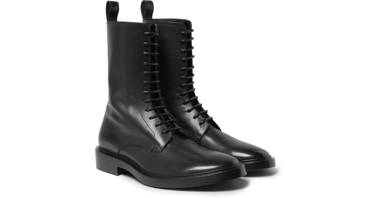 Lyst - Balenciaga Leather Derby Combat Boots in Black for Men