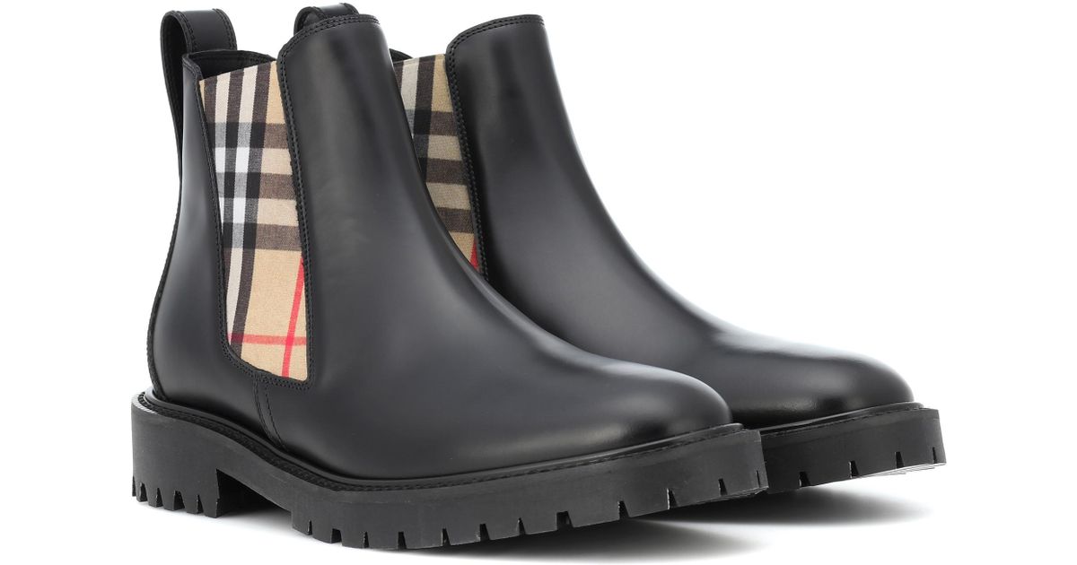 Burberry Allostock Lyst Noir Cuir En Bottines Coloris xSnTqUgw