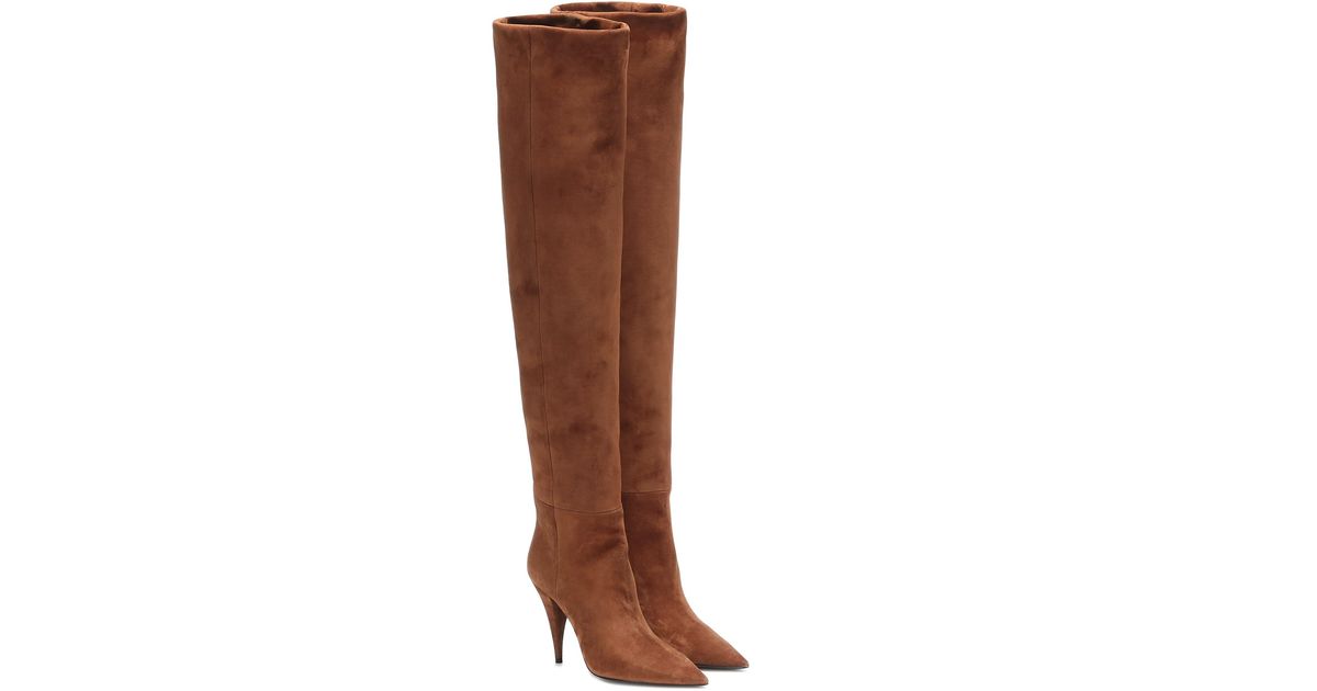 Saint Laurent Kiki 100 Suede Over-the-knee Boots in Brown - Lyst