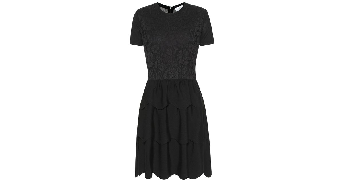 Valentino Wool And Cotton-blend Dress in Black - Lyst