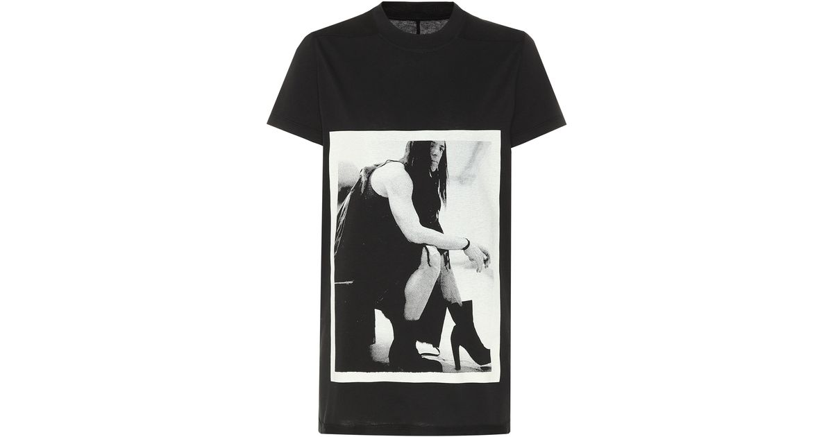 Rick Owens Printed Cotton T-shirt in Black - Lyst