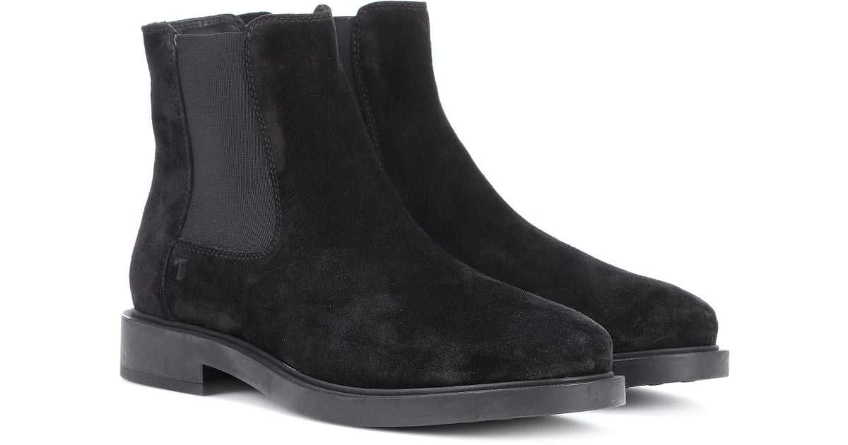 Tod's Suede Ankle Boots in Black - Lyst