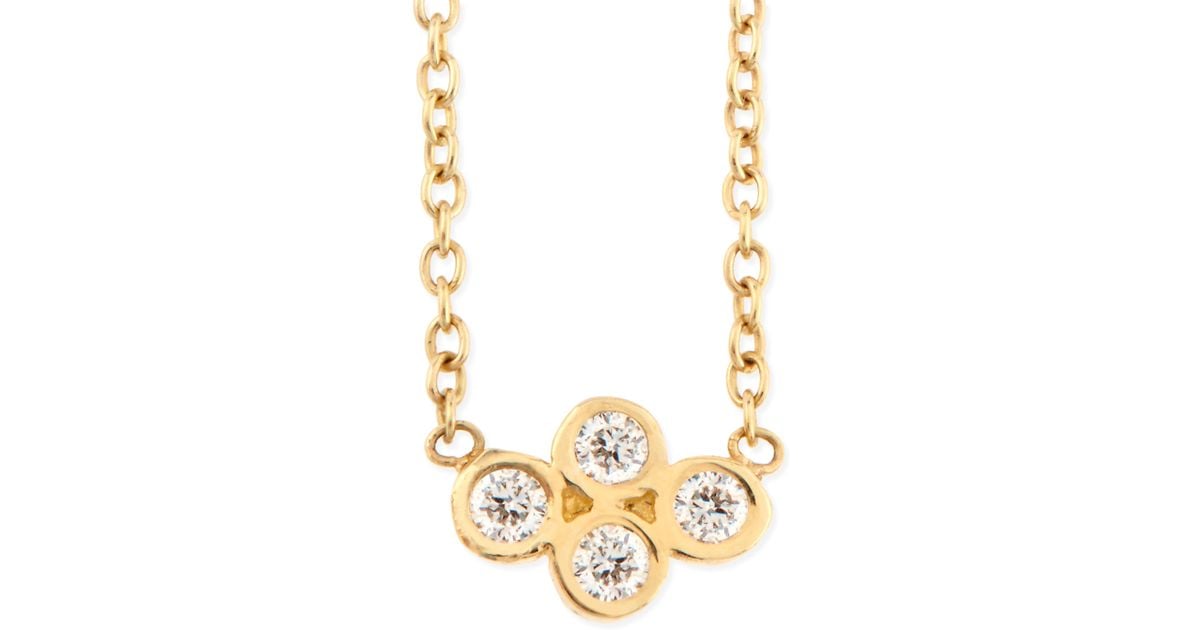 Zoe chicco 14k Diamond Quad Pendant Necklace in Gold | Lyst
