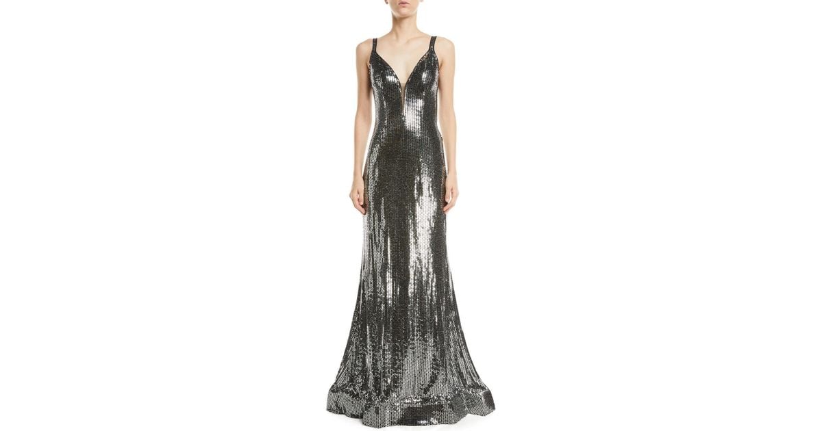 metallic black gown