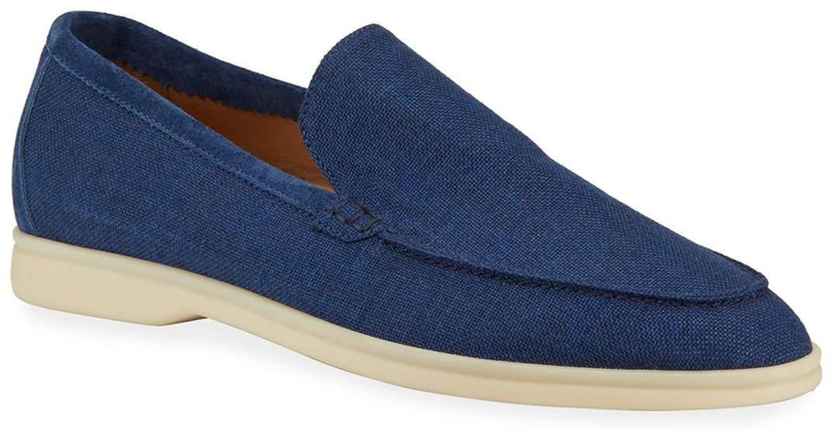 Loro Piana Men's Summer Walk Linen Loafers in Blue for Men - Lyst