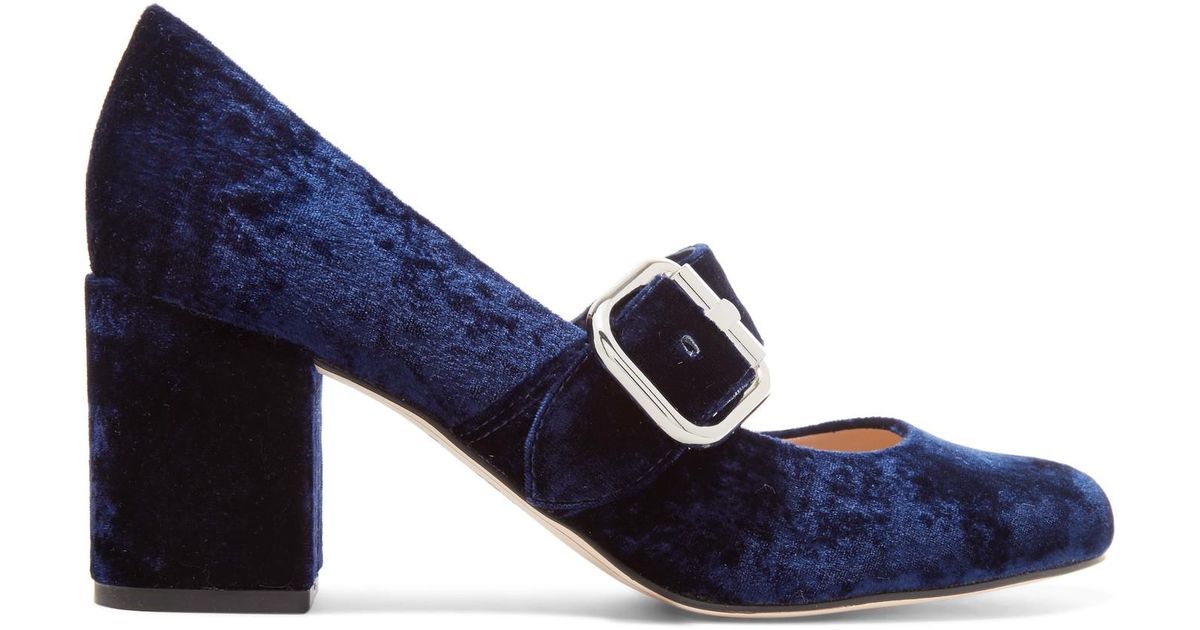 Sam edelman Chessie Velvet Mary Jane Pumps in Blue | Lyst