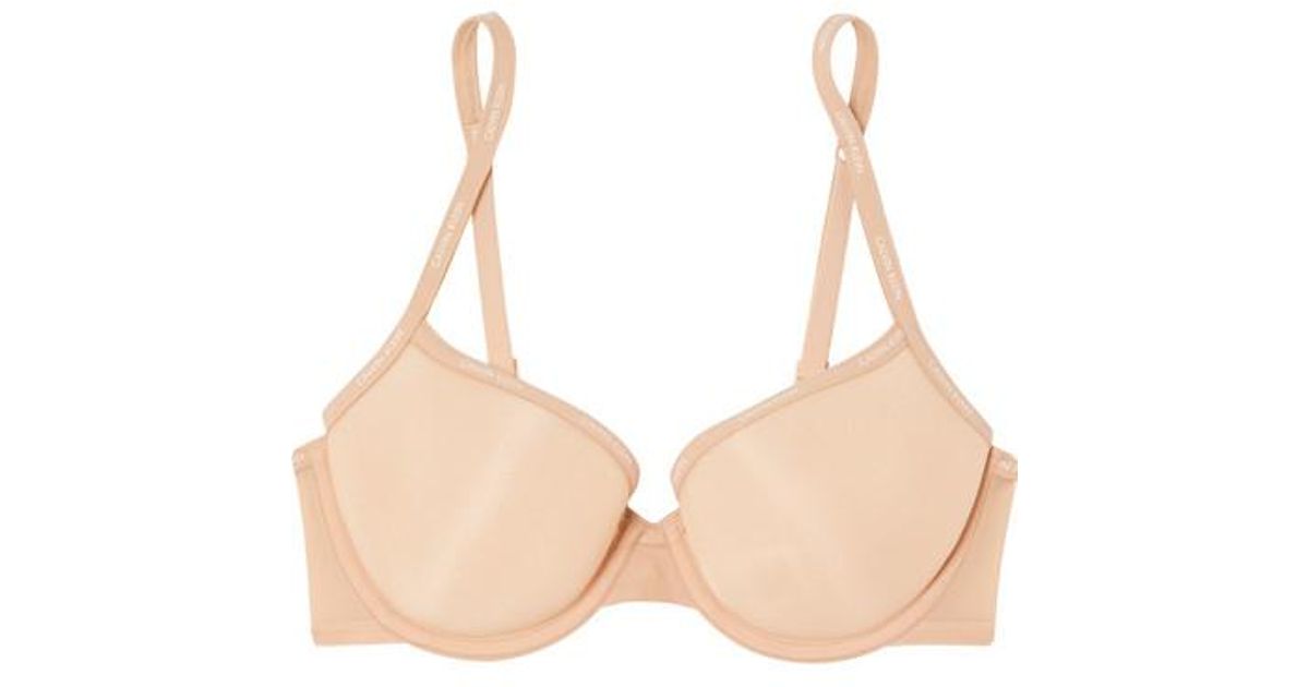 Calvin Klein Sheer Marquisette Stretchmesh Underwired Bra in Natural