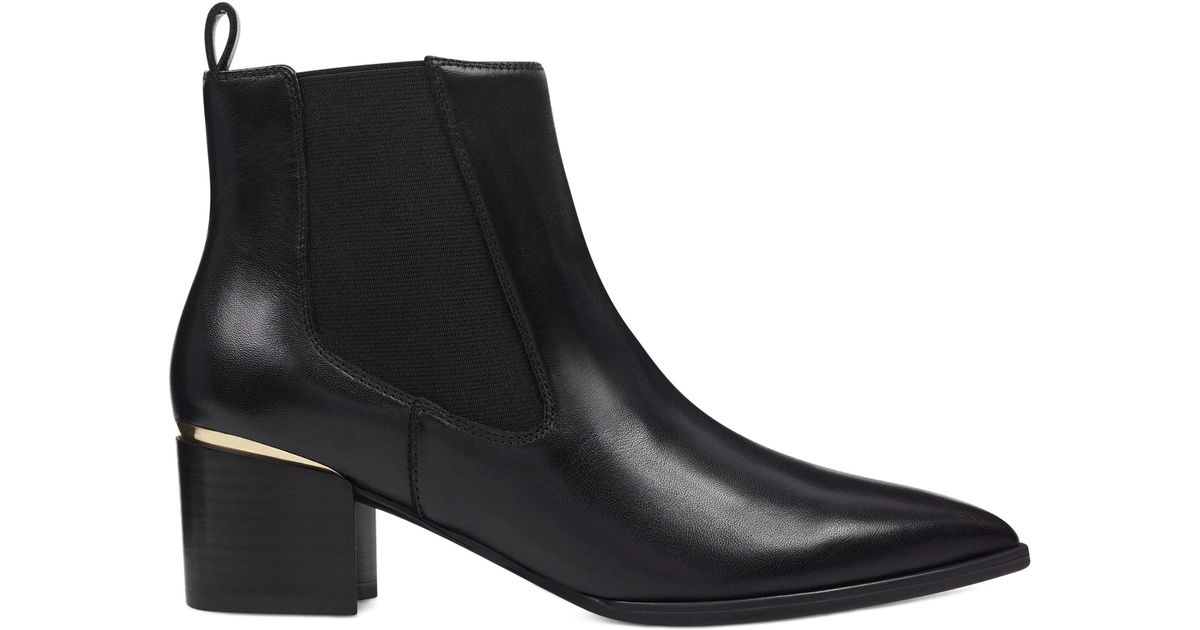 Nine West Honor Booties in Black Leather (Black) - Lyst