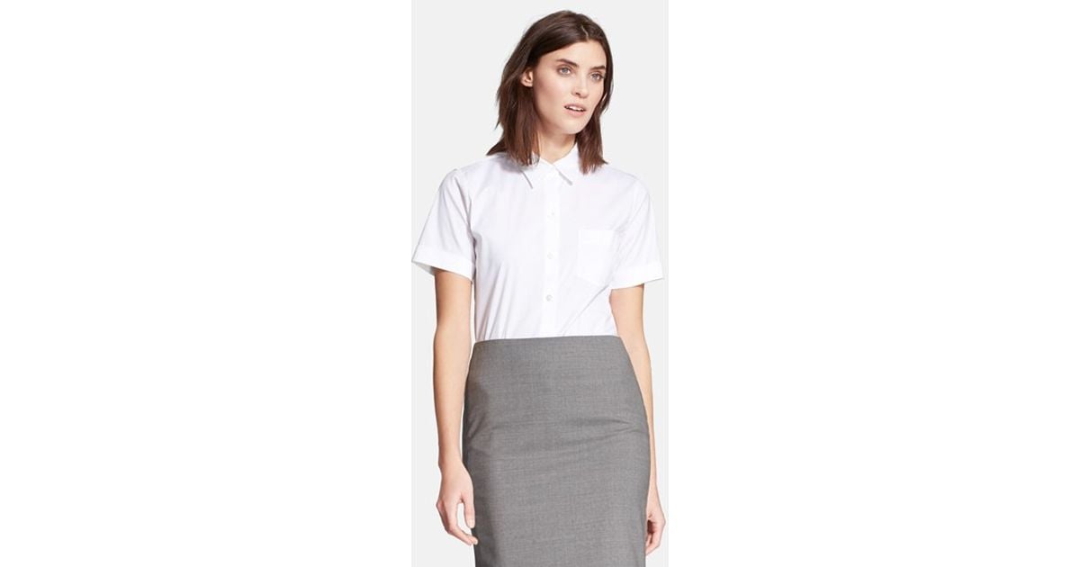 Lyst Theory uniform  Short Sleeve Blouse  in White 