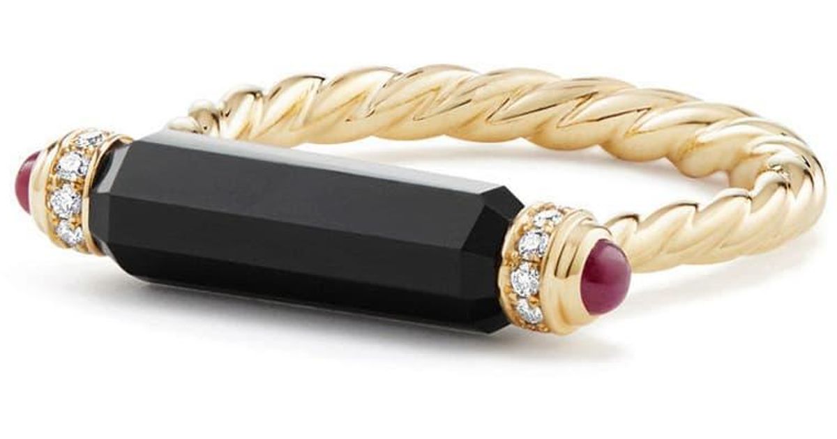 David Yurman Barrels Ring With Diamonds In 18k Gold Lyst