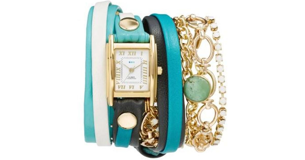 La Mer Collections Metallic Leather Chain Wrap Bracelet Watch Lyst La Mer Collections Metallic Leather Chain Wrap Bracelet Watch Lyst