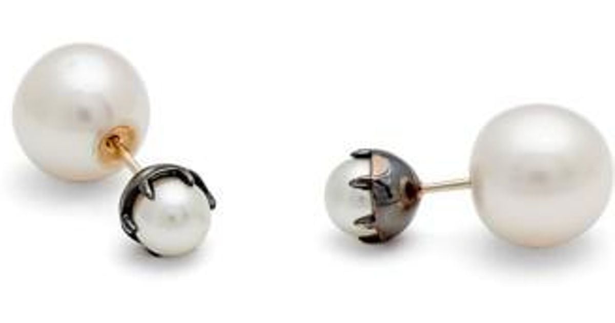 Lyst Anna Sheffield Akoya Freshwater Pearl Double Stud Earrings Lyst Anna Sheffield Akoya Freshwater Pearl Double Stud Earrings Nordstrom Exclusive In Metallic