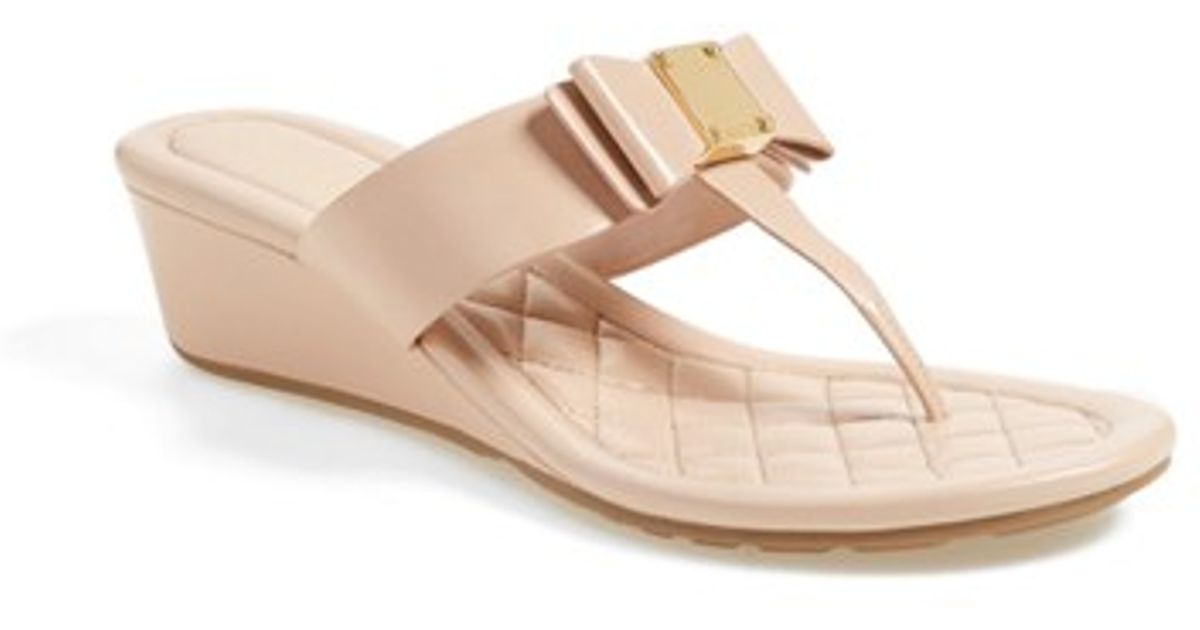 Lyst Cole Haan tali  Bow Wedge  Sandal  in Natural