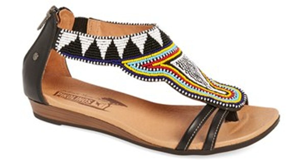 Pikolinos Alcudia Beaded Leather Sandals in Multicolor (BLACK LEATHER ...
