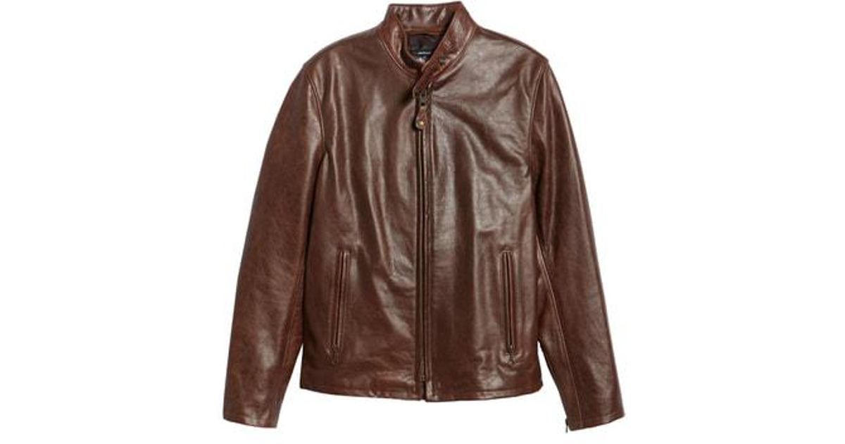Schott Nyc Cafe Racer Waxy Cowhide Leather Jacket In Brown For Men Schott Nyc Cafe Racer Waxy Cowhide Leather Jacket In Brown For Men Lyst