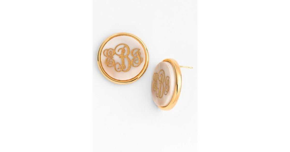 Lyst Moon Lola Vineyard Personalized Monogram Stud Earrings In Lyst Moon Lola Vineyard Personalized Monogram Stud Earrings In Metallic