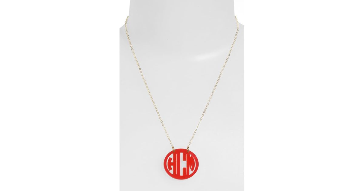 Moon & Lola Small Personalized Monogram Pendant Necklace (nordstrom Exclusive) in Ruby/ Gold ...