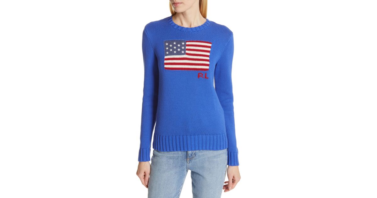 Lyst - Polo Ralph Lauren Flag Cotton Sweater in Blue
