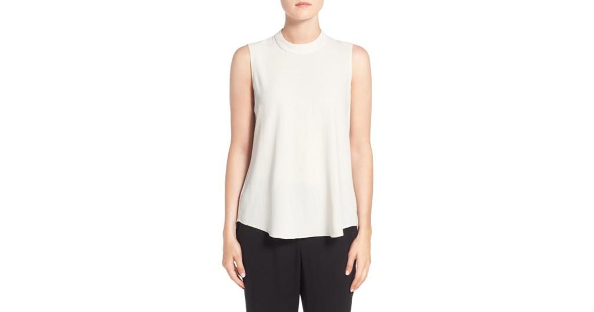 eileen fisher white silk blouse