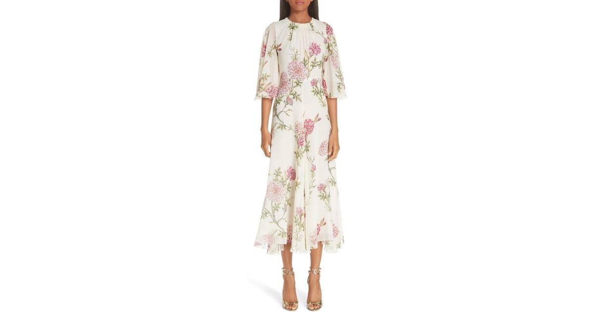 Lyst - Giambattista Valli Floral Silk Midi Evening Dress