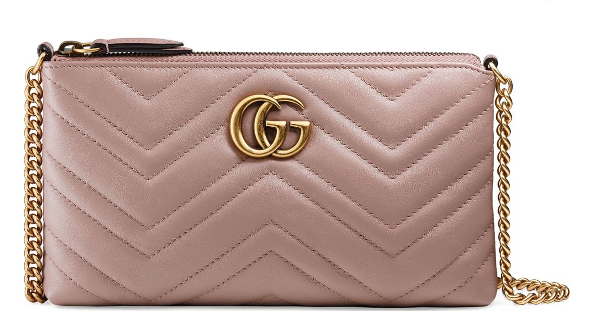 Lyst - Gucci Marmont 2.0 Leather Wallet On A Chain - in Pink