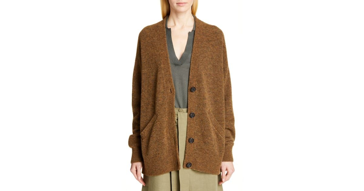 Co. Merino Wool Blend Cardigan in Brown Lyst