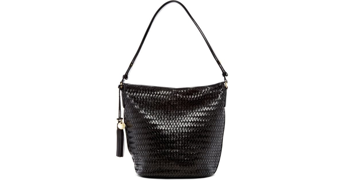 Lyst Cole Haan Celia Woven Leather Bucket Bag in Black