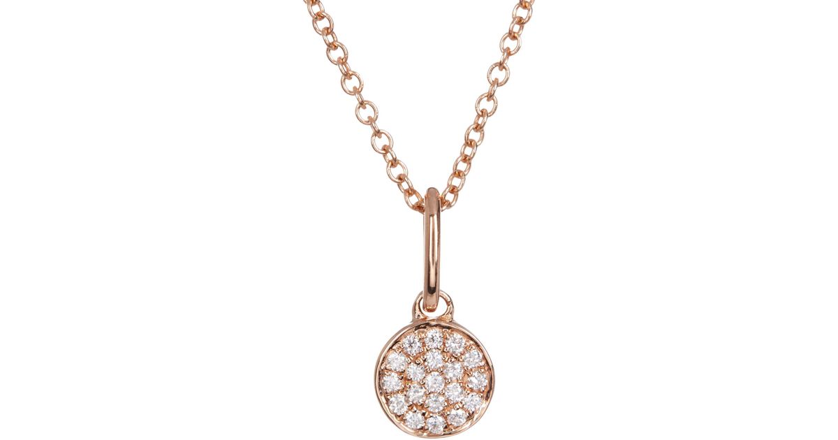 Bony Levy Metallic 18k Rose Gold Pave Diamond Flat Circle Pendant Necklace 0 06 Ctw Lyst
