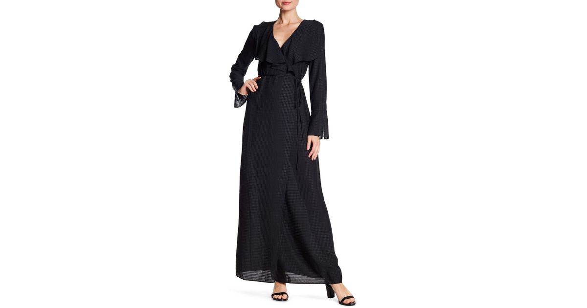 Bcbgeneration Synthetic Floor Length Evening Wrap Dress In Black