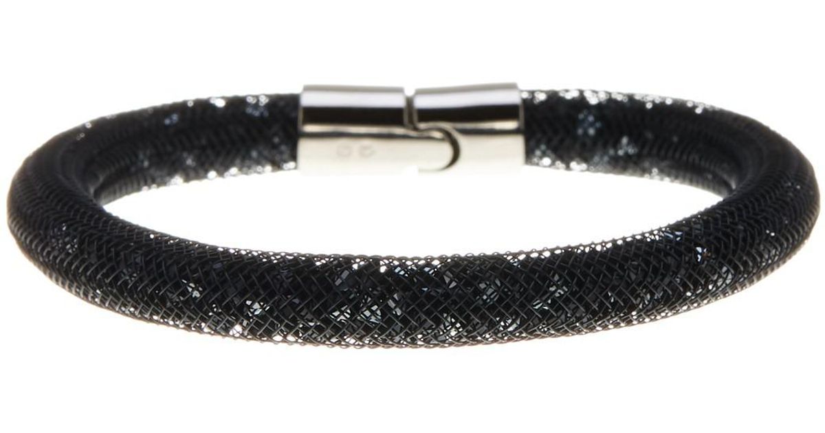 Lyst Swarovski Stardust Crystal Filled Mesh Bracelet In Black