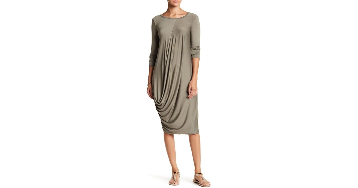 Lyst Go Couture Drape Long Sleeve Dress In Green
