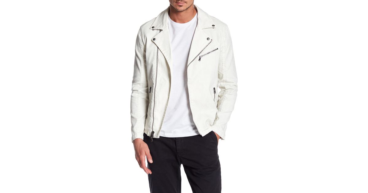 John Varvatos Mens Coated Moto Jacket With Asymmetrical Zip John Varvatos Mens Coated Moto Jacket