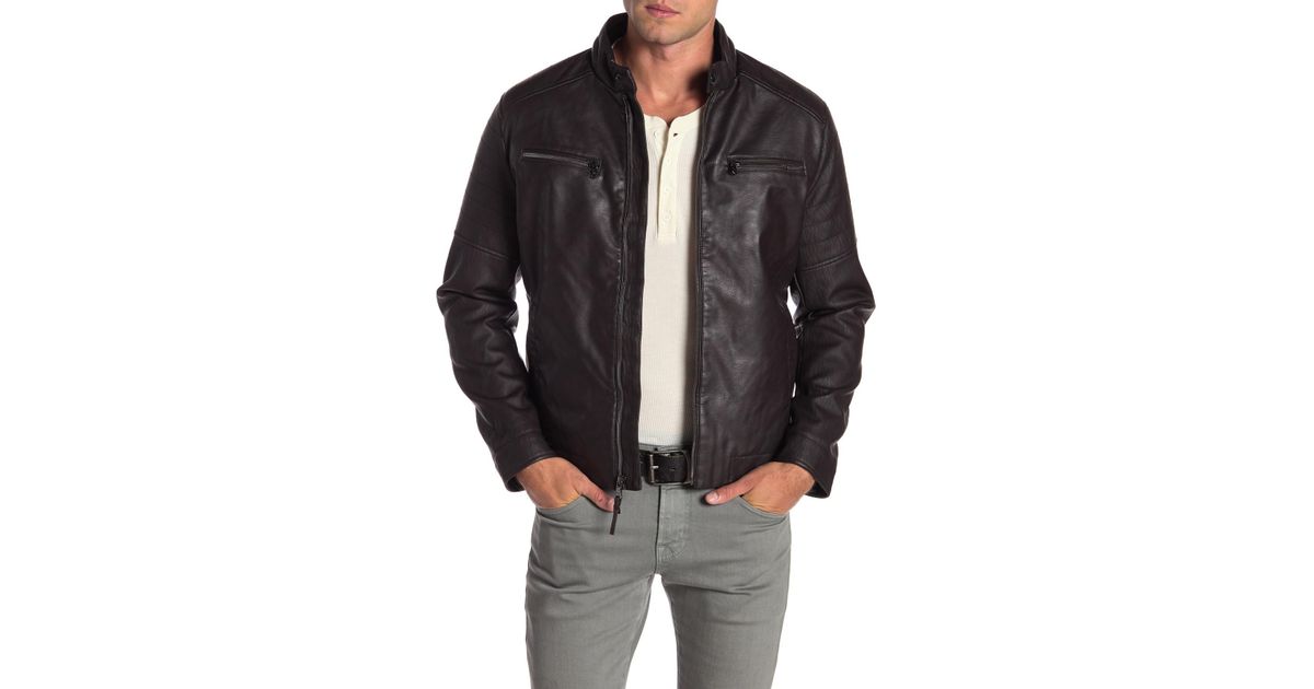 Lyst Michael Kors Huron Faux Fur Lined Moto Jacket In Brown For Men
