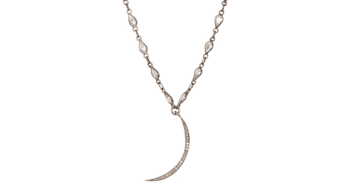 Lyst Adornia Sterling Silver Diamond Quartz Detail Crescent Moon Lyst Adornia Sterling Silver Diamond Quartz Detail Crescent Moon Pendant Necklace In Metallic