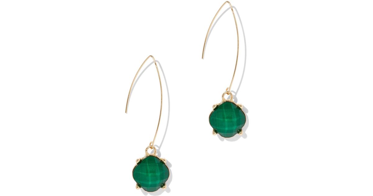 Lyst New York Company Faux Emerald Goldtone Drop Earring In Green