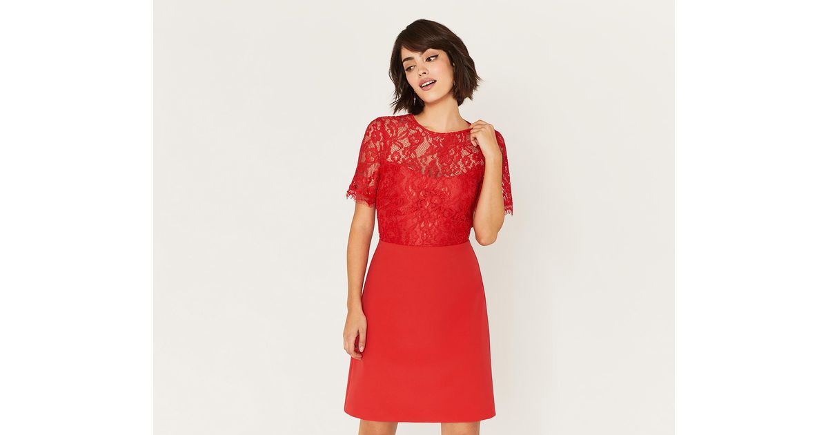 oasis red lace dress