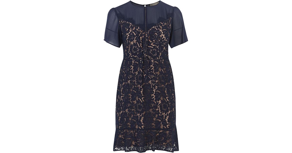 oasis blue lace skater dress