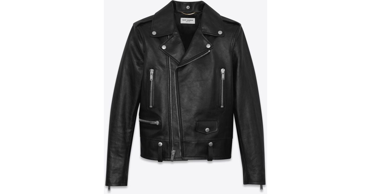 Saint Laurent Leather Motorcycle Jacket in Black - Lyst