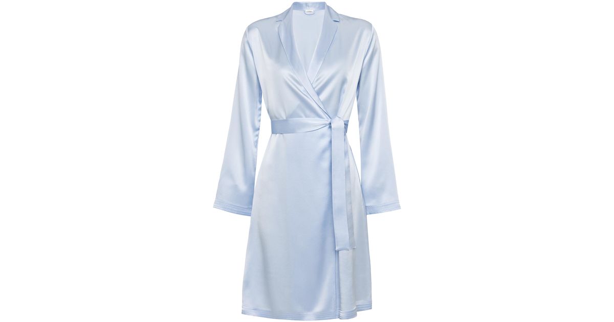 La Perla Silk Azure Silk Short Robe in Light Blue (Blue) - Save 9% - Lyst