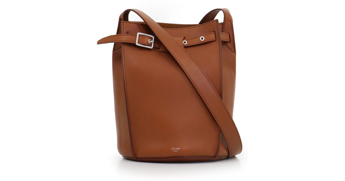 Céline Brown Bag Bucket With Long Strap Tan