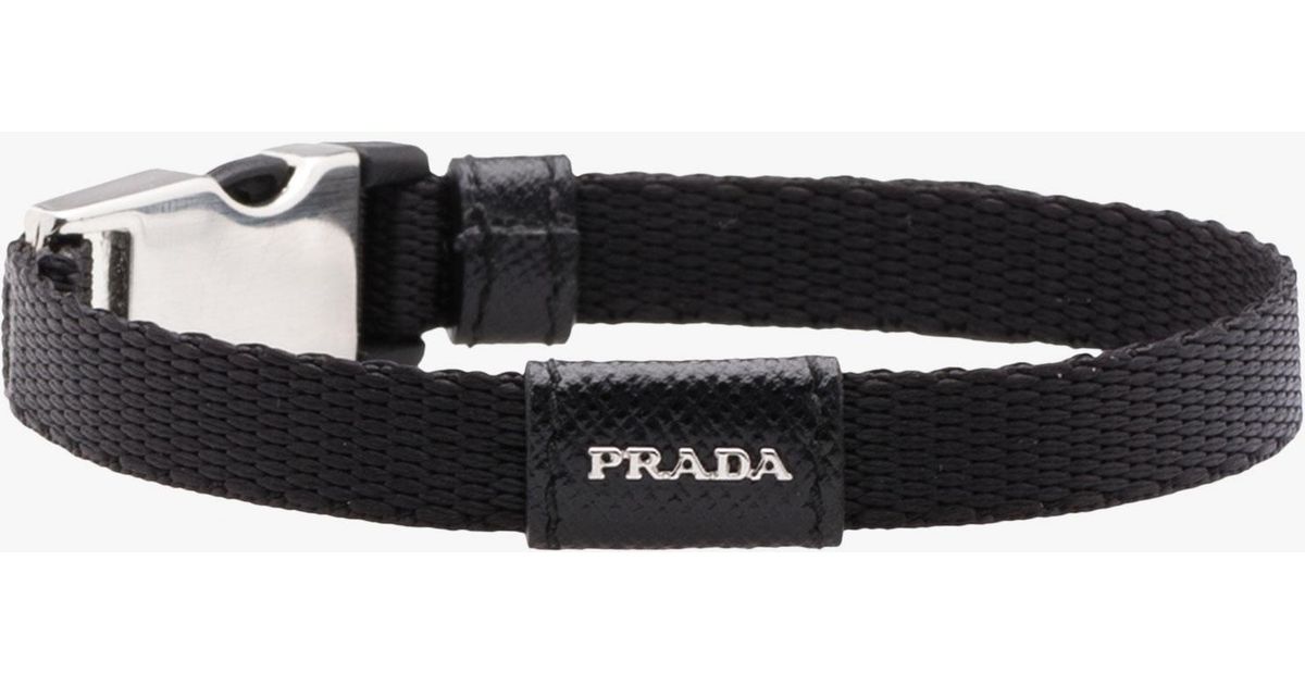 Prada Bracelet in Black for Men - Lyst