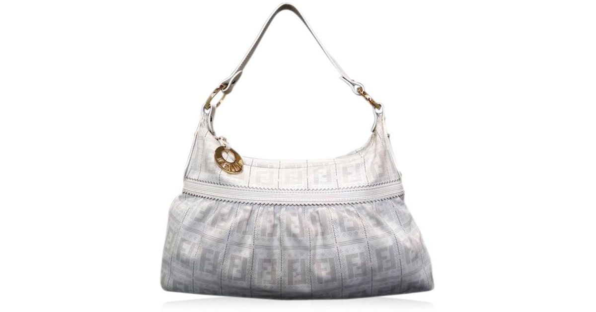 Lyst Fendi One Shoulder White Handbags Perforated Leather Lyst Fendi One Shoulder White Handbags Perforated Leather Bag In