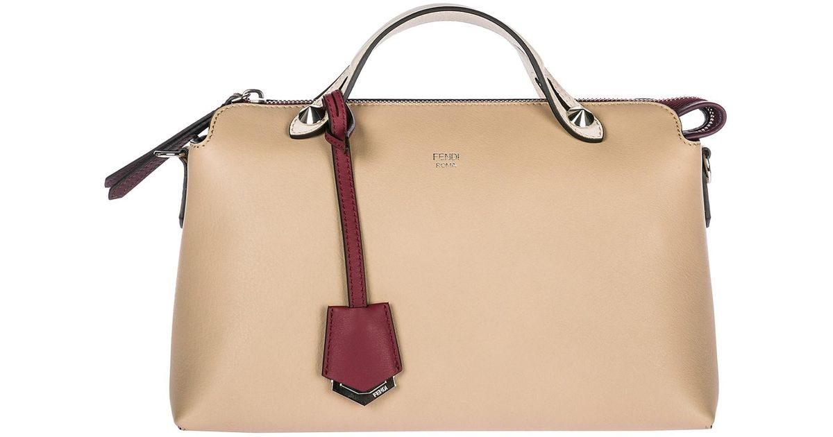 Lyst Fendi Leather Handbag Barrel Bag Purse By The Way In Natural